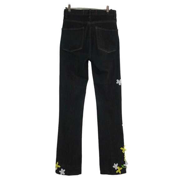 MARC JACOBS Dark Wash Customized Floral Appliqué Bootcut Jeans Women’s Size 26 - Picture 2 of 14